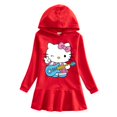 thumbnail image 3 of Hello Kitty lindo dibujo animado impreso bebé vestido con volantes traje de niños Sudadera con capucha de algodón puro vestido de suéter falda Casual para niñas y niños, 3 of 5