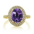 thumbnail image 2 of Gem Stone King 18K Yellow Gold Plated Silver Purple Amethyst Ring for Women (2.96 Cttw, Oval 9X7MM, Gemstone Birthstone, Size 9), 2 of 4