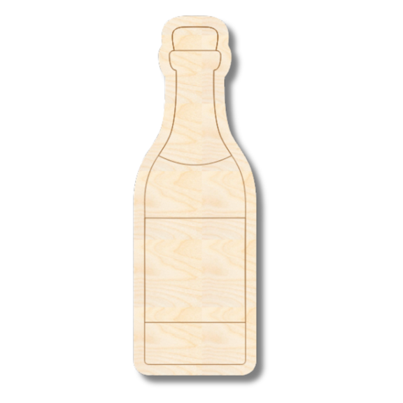 Unfinished Wood Etched Champagne Bottle Shape | Paint By Line Crafts 12" / 1/4"