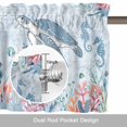 thumbnail image 6 of Watercolor Sea Turtles Fish Valances for Windows,Kitchen Valance Rod Pocket Short Curtain, Marine Creatures Seahorse Valance Curtain Window Valances for Bedroom Bathroom Living Room 42x18in, 6 of 9