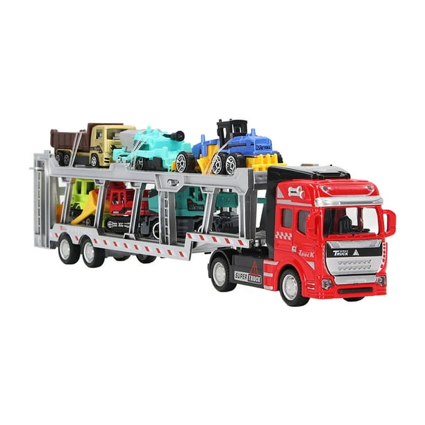 Juguete de vehículos de transporte NikouMX modelo de camión transportador 7 en 1