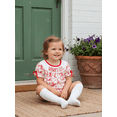 thumbnail image 6 of BemeyourBBs Newborn Baby Girl Summer Clothes Smocked Bubble Romper Sweet Girl Short Sleeve Bow Print Letter Embroidery Bodysuit, 6 of 9