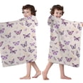 thumbnail image 4 of Beige Butterfly Pattern Hooded Bath Towel，50"x30" for Ages 3 To 12 Kids, Quick Dry Lightweight Soft Microfiber Hood Beach Towel Cover Up for Kids, 4 of 7