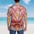thumbnail image 4 of Pofeuu Pink Lotus Print Hawaiian Shirt for Men Sleeves Casual Button Down Summer Beach Dress Shirts T-Shirts,Small, 4 of 7