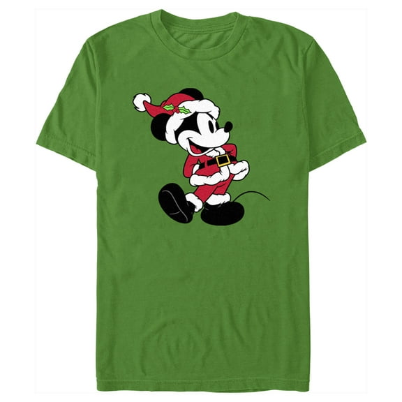 Men's Mickey & Friends Santa Mickey  Graphic Tee Kelly Green 2X Large
