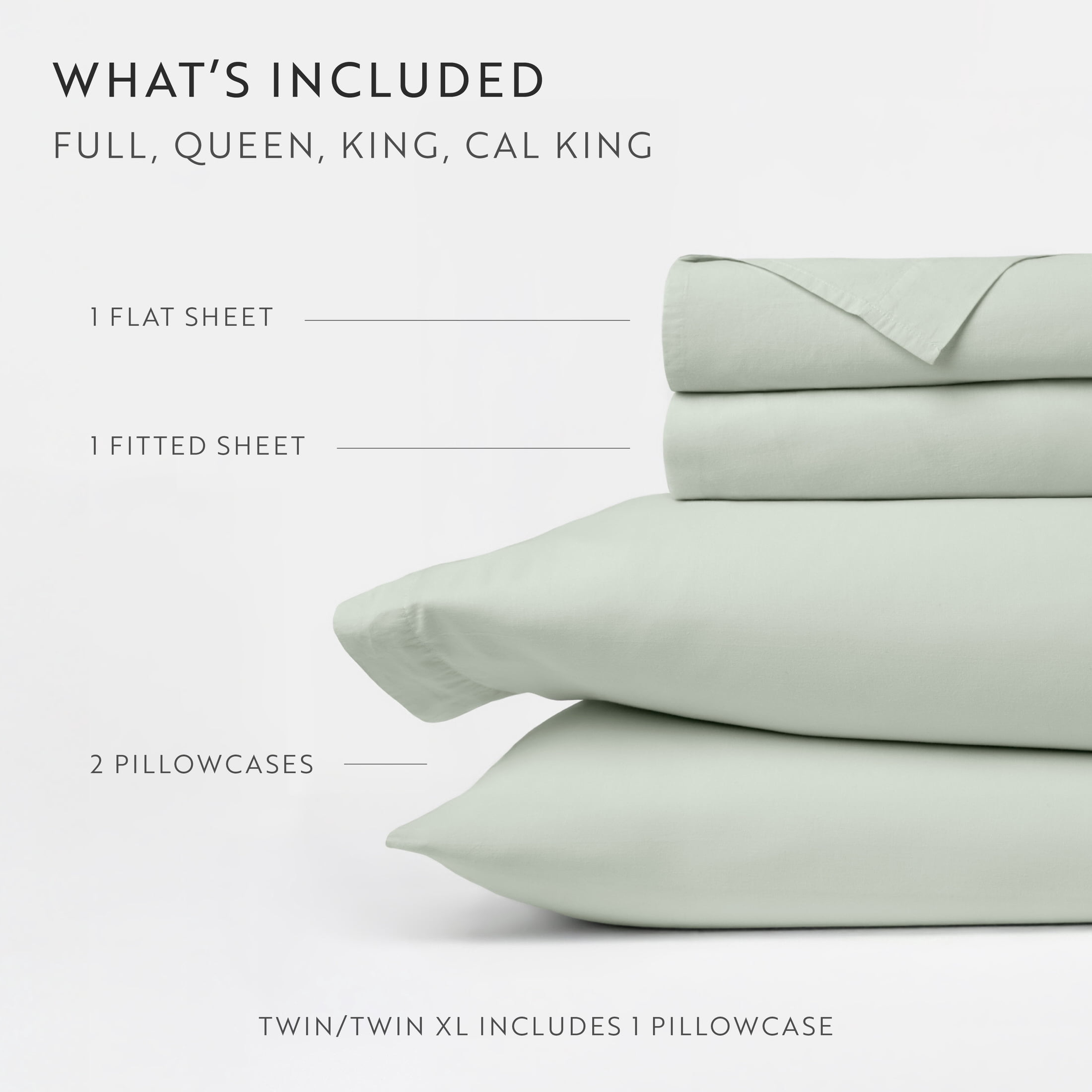 Noble Linens 4 Piece 100% Cotton Percale Sheet Set in Green Haze, Full