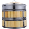 thumbnail image 2 of 1 Set of Kitchen Bamboo Steamer Basket Household Food Steamer Food Bun Steaming Tray for Cooking, 2 of 5