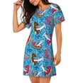 thumbnail image 2 of Balery Sharks Summer Camisón de manga corta con cuello redondo para mujer, cómodo y elegante., 2 of 6