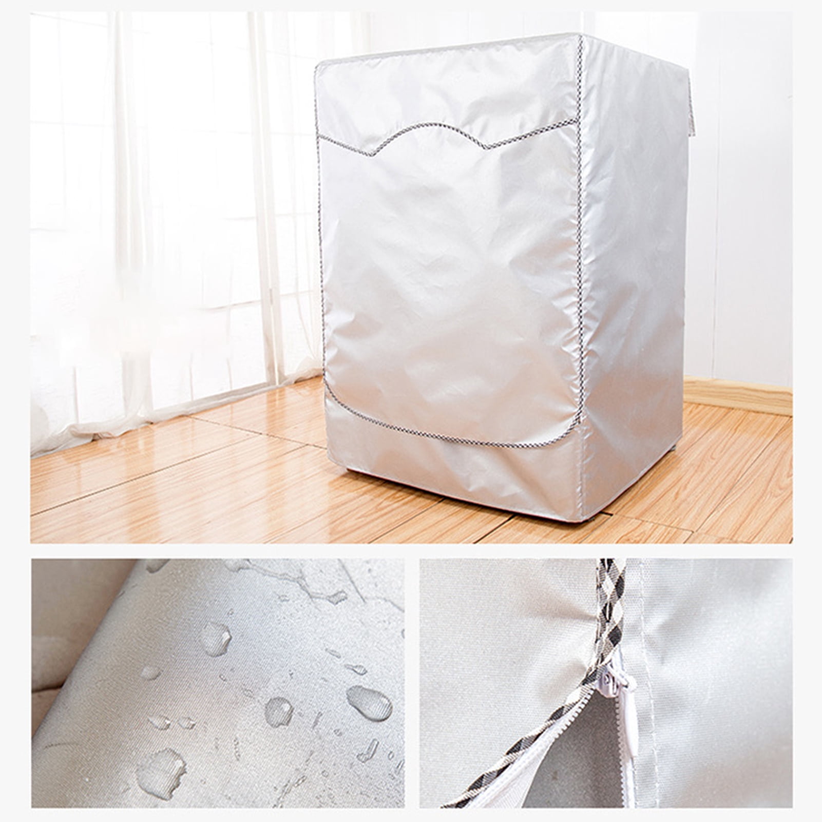 AYYUFE Washing Machine Cover Breathable Dust-proof Silver Color Good Heat Dissipation Washer Cover for Balcony