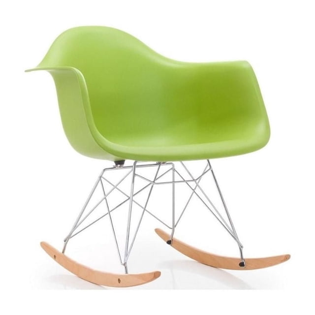 Apple Green Rocker Chair, Natural wood legs.