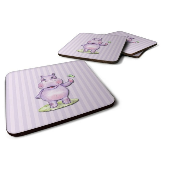 Carolines Treasures BB7147FC Hippopotamus Foam Coaster Set of 4 3 1/2 x 3 1/2 multicolor