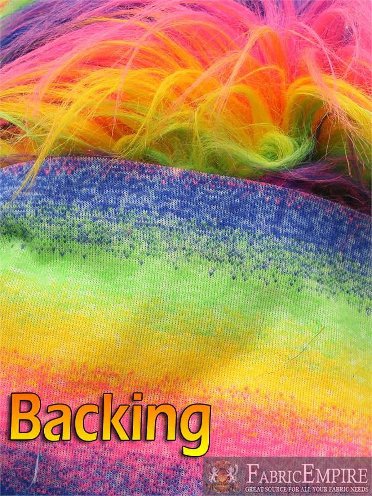 Faux Fur Fabric Long Pile GORILLA Rainbow Stripes / 60" Wide / Sold by the yard