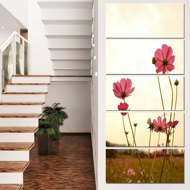 Blooming Cosmos Flower Field - Floral Canvas Art Print