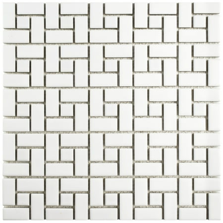 Somertile 12 5x12 5 Inch Spiral Matte White And Glossy Porcelain Mosaic Floor Wall Tile 10 Tiles 11 07 Sqft