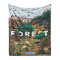 thumbnail image 1 of Nature Soft Flannel Fleece Blanket, Mountain Range Valley with Forest Typography and Trees Mother Earth Cartoon Graphic, Cozy Plush for Indoor and Outdoor Use, 70" x 90", Multicolor, by Ambesonne, 1 of 6