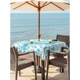 thumbnail image 2 of Outdoor Tablecloth with Umbrella Hole & Zipper, Aqua Blue Coastal Square Tablecloth 60x60 Inch, Summer Nautical Ocean Beach Patio Table Cover Waterproof Table Cloth for Picnic/Party, 2 of 7