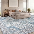 thumbnail image 2 of Janvonne 7'x10'Bohemian Blue Grey Area Rug, Low-pile Washable Non-Slip Boho Carpet for Living Room Bedroom Nursery, Pet Friendly，Home Decoration, 2 of 8