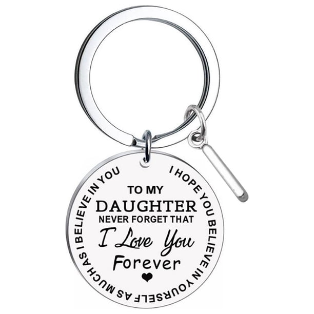 Llaveros para mujer, llavero de billetera, llavero de auto, lindo llavero DIY para mi hija, llavero de acero inoxidable con apellido de 26 letras, 2,5 cm.