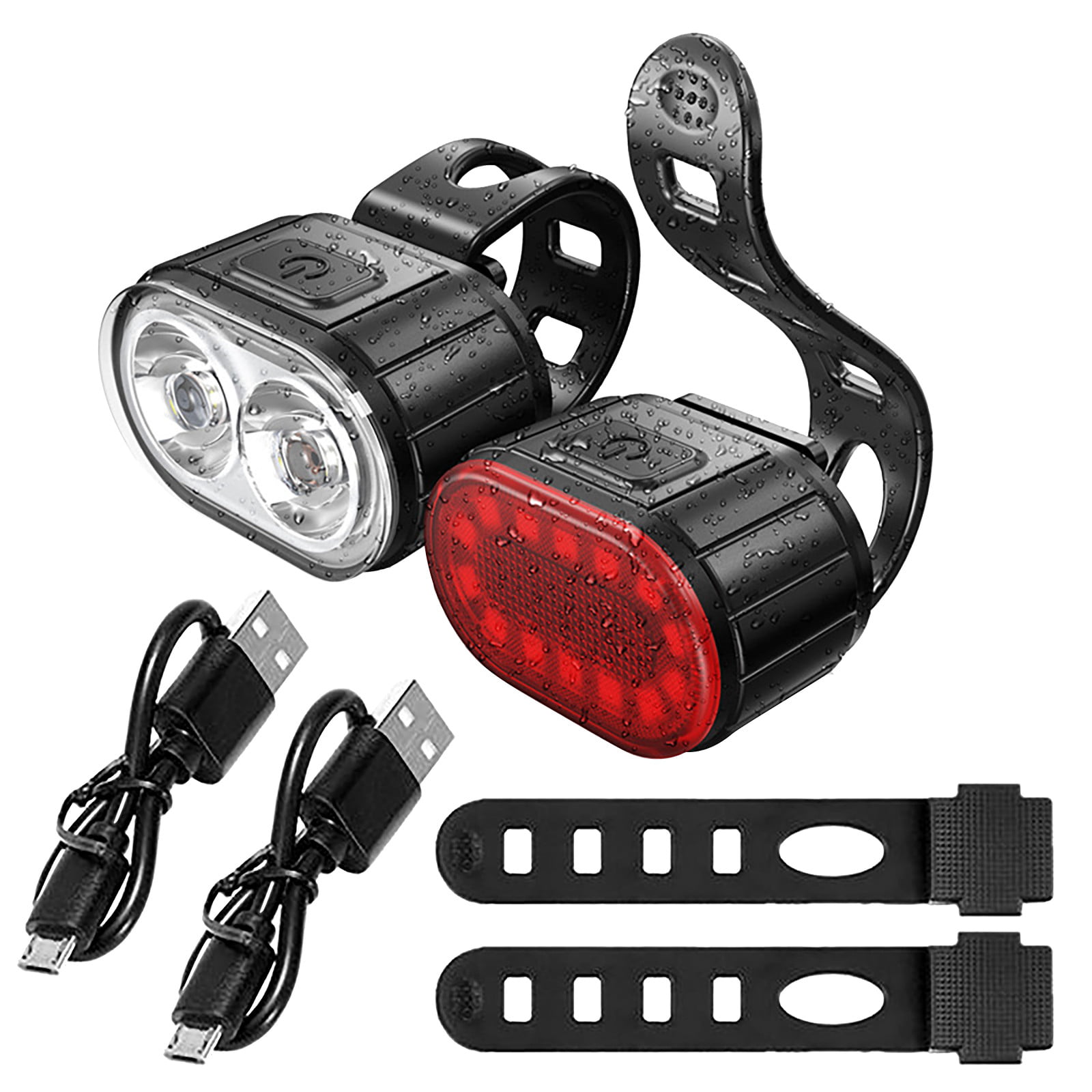 USB Rechargeable 4LED Solar Bike Lights Front Lights Mountain Bike Horn Lights