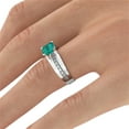 thumbnail image 3 of 14K White Gold 1.20 ctw Lab Created Green Emerald Stone Ring with Diamonds Bridge Channel set Princess, 3 of 7