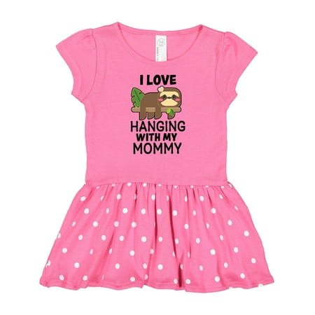 

Inktastic I Love Hanging out with My Mommy with Sloth Gift Baby Girl Dress