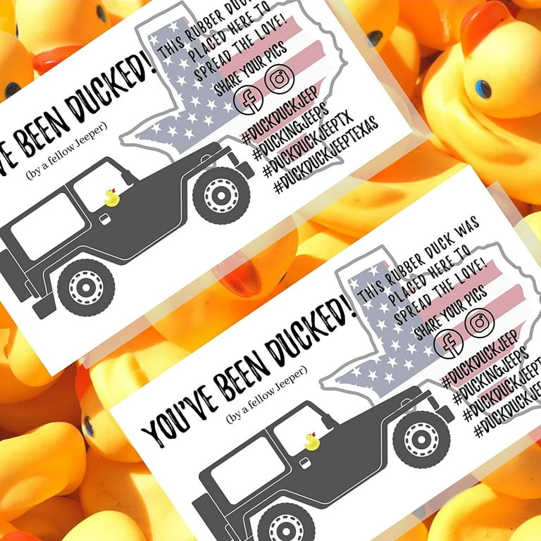 You've Been Ducked Game Tags - 35 Black Duck Tags With Rubber Bands For Rubber Duck Fun