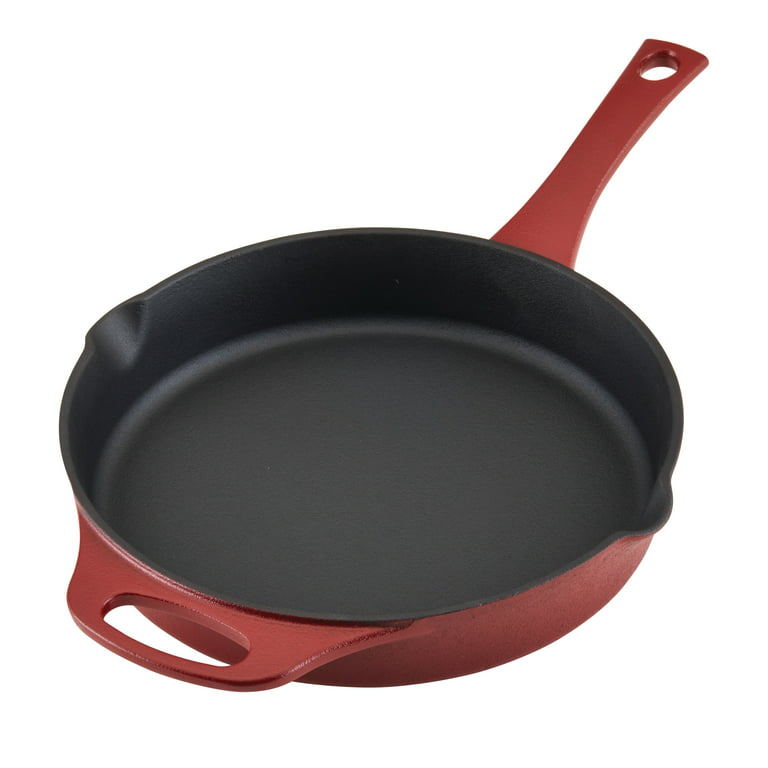 Rachael Ray Nitro Cast Iron Skillet 10-in ,Red