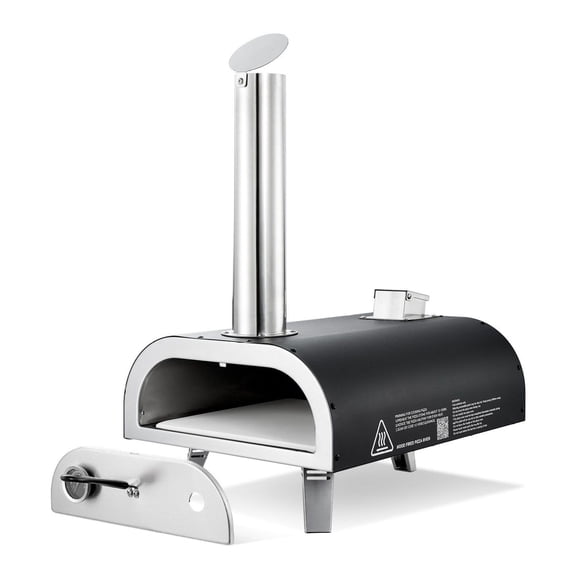 Dual Fuel Pizza Oven, 12" Wood & Propane Pizza Maker, Portable Outdoor Pizza Oven with Thermometer, Iron Shell for Camping & Backyard