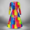thumbnail image 4 of FAVIPT Mardi Gras Dress for Women V Neck Long Sleeve Carnival Printed Midi Dress Empire Waist Wrap Pleated Party Dress 2025 Multicolor,S, 4 of 4