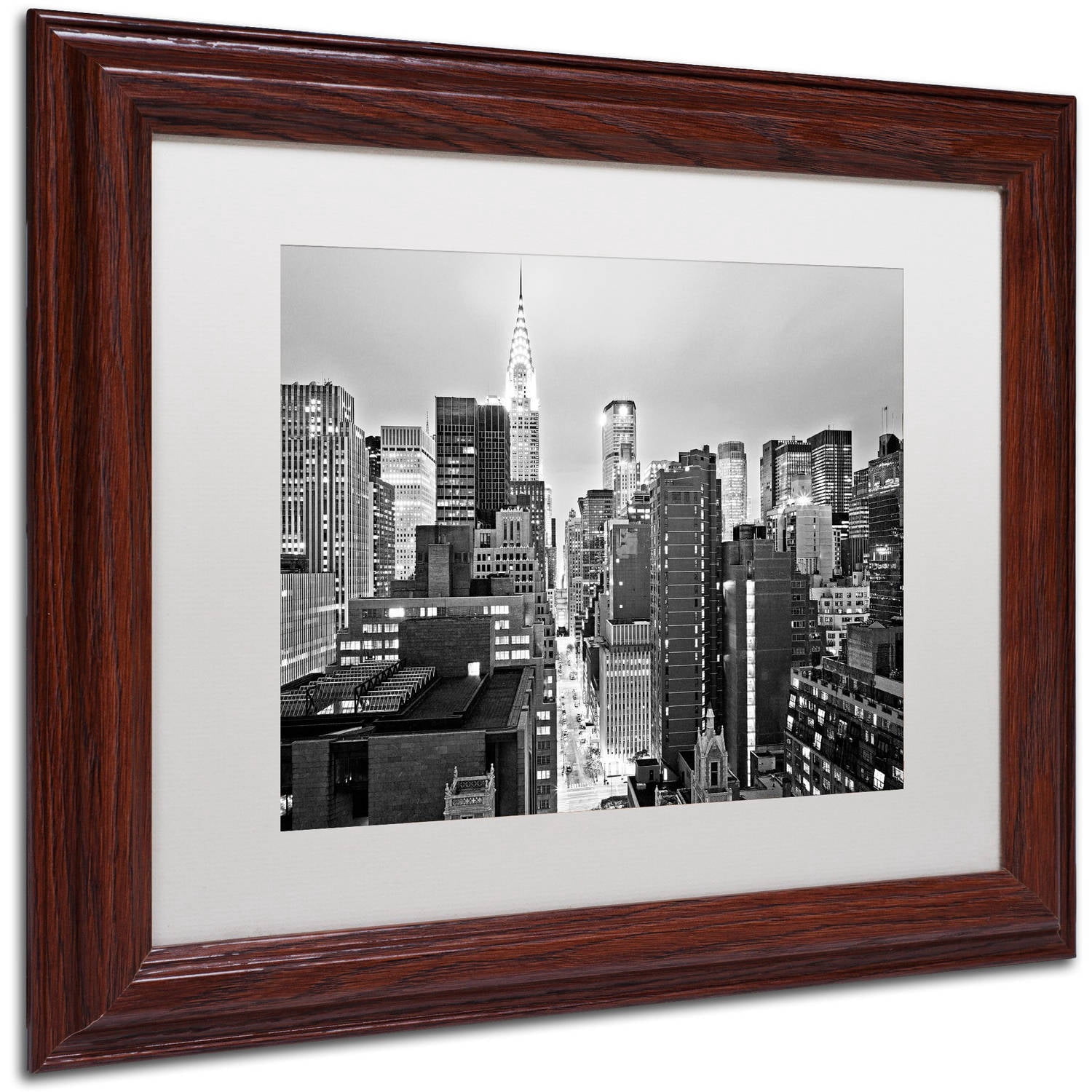 Trademark Fine Art "New York Skyline 2" Canvas Art by Preston White Mat, Wood Frame
