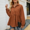 thumbnail image 2 of Hauts pour Femmes Mode Imprimé Blouse Ample à Manches Longues Col Rond Décontracté Tendance Respirant Pull-Over Grande Taille (Large, Orange), 2 of 6