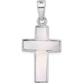 thumbnail image 3 of Sterling Silver Rhodium-Plated Reversible Mother Of Pearl Cross Pendant (Width 17.52) (Length 30.02) - Jbsp, 3 of 5