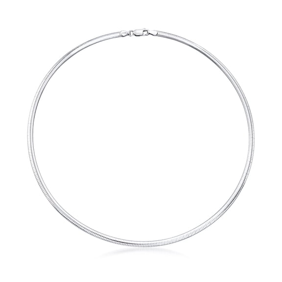 Ross-Simons Italian 4mm Sterling Silver Domed Omega Necklace, Women's, Adult