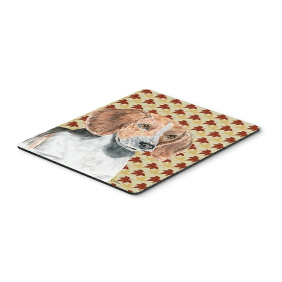 "English Foxhound Fall Leaves Mouse Pad Hot Pad or Trivet"