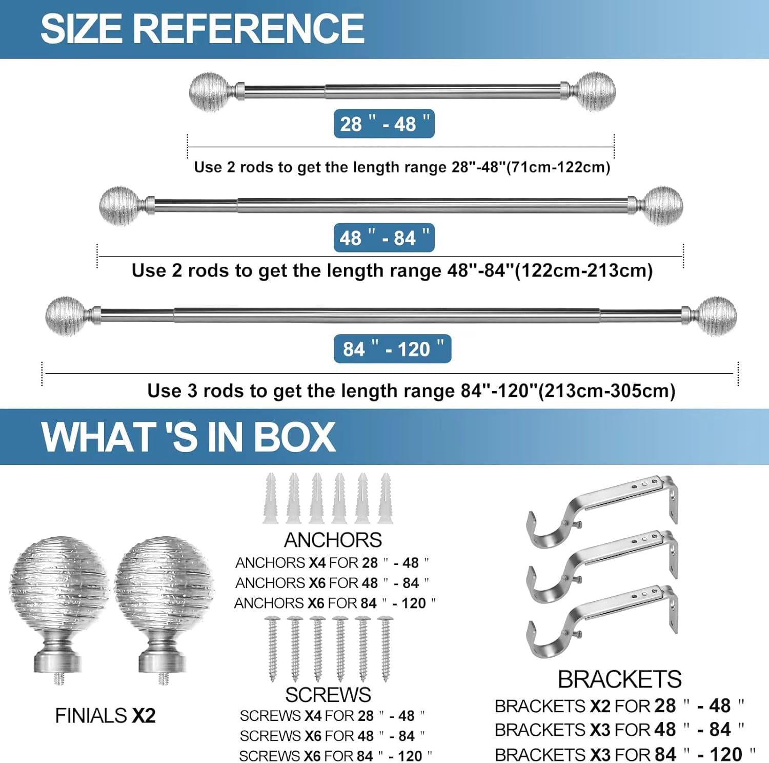 Urbanest Adjustable Single Curtain Rod Set Favo Finials – 1 - Inch Diameter, With Brushed Steel Rod, 28–48 Inches