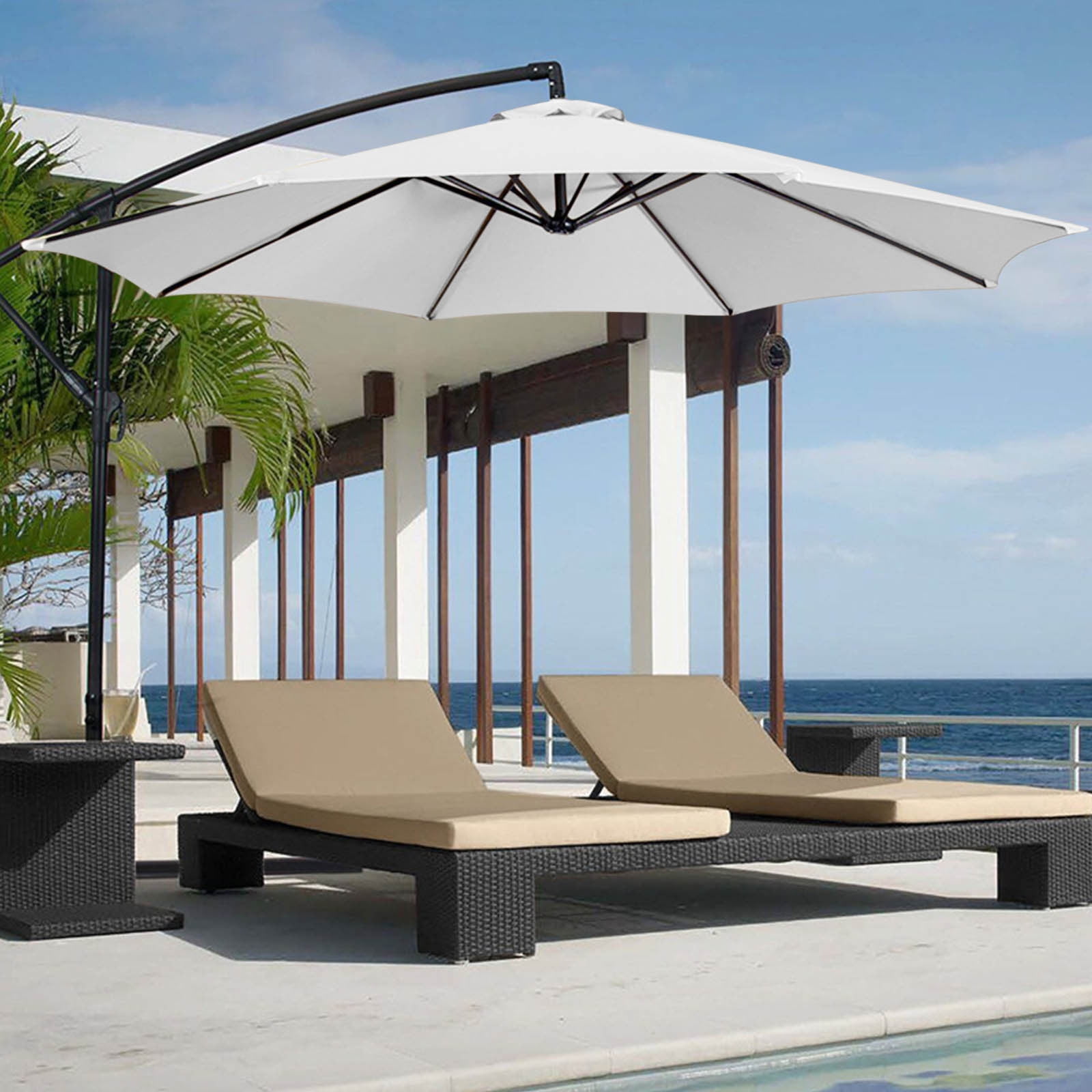 Shldybc White Sun Shades Outdoor Patio Umbrella, Rainproof