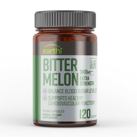 Earthi Bitter Melon 3400mg Glycemic Index Supplement - All Natural Bitter Melon Karela Plant Based Easy to Swallow Capsules - Weight Management Pills (120 Count)