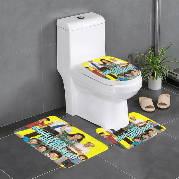 Arkadaşlar Juego de 3 alfombras de baño de coral fleece: tapete de baño + alfombra de inodoro en forma de U + funda de tapa de inodoro en forma de O