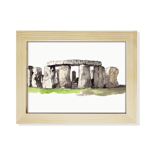 Stonehenge, en Wiltshire, Inglaterra Escritorio de madera Arte Pintura 6x8 pulgadas marco de foto foto