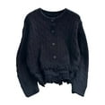 thumbnail image 4 of HCYSFG Womens Cable Knit Crewneck Long Sleeve Fringe Hem Relaxed Fit Textured Pullover Casual Everyday Layering Tops, 4 of 4