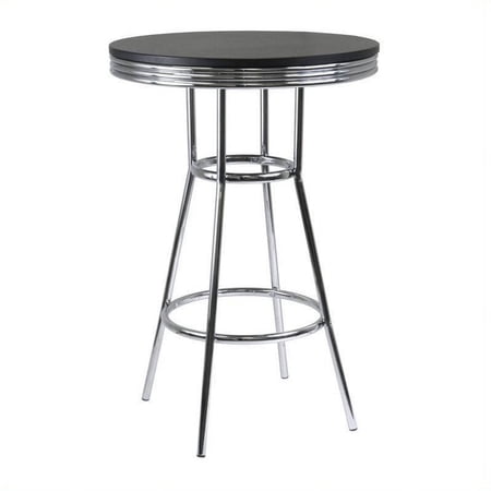 Winsome Summit Round Pub Table, Black & Chrome