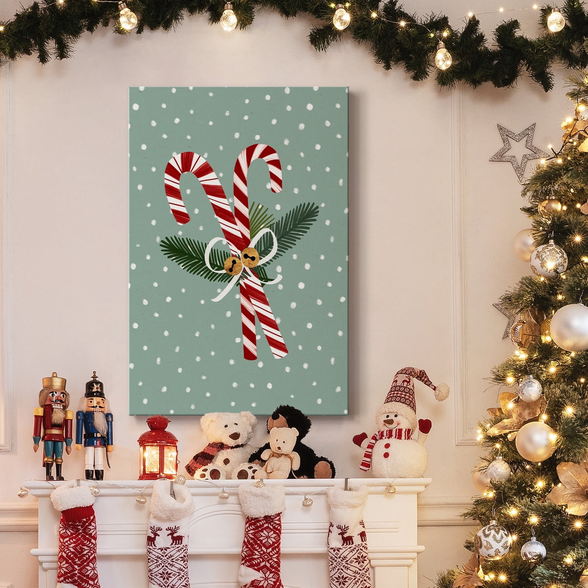 Peppermint Snowman Collection B- Gallery Wrapped Canvas