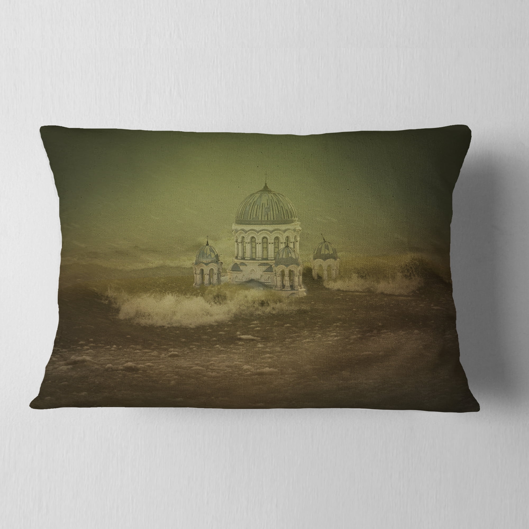 Designart Covered Old City - Landscape Printed Throw Pillow - 12x20