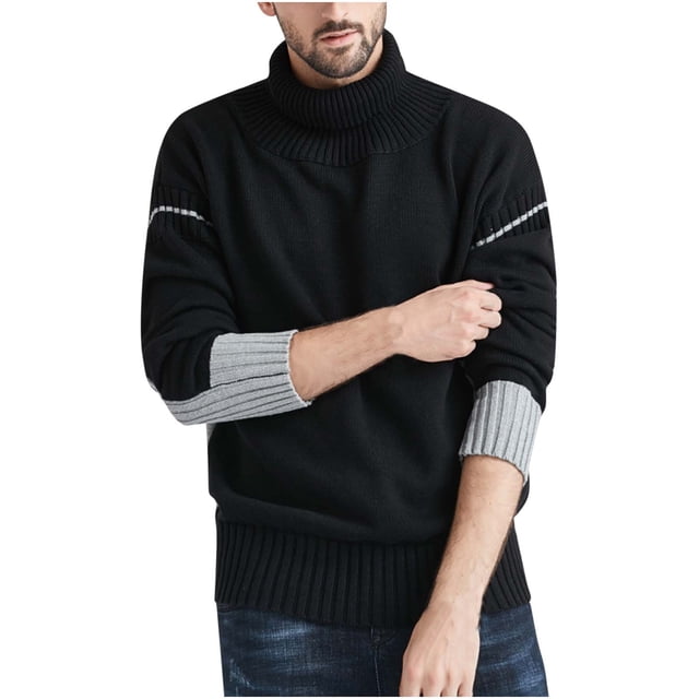 Blusa superior de suéter de punto de manga larga de patchwork informal de otoño invierno para hombre Pompotops oipoqjl19453