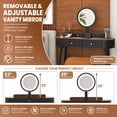 thumbnail image 4 of 47 Inch Modern Makeup Vanity Desk Set with 3 Color Round LED Mirror, Dressing Table with 4 Storage Drawers & Padded Stool for Bedroom,Black and Brown, 4 of 8