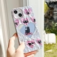 thumbnail image 4 of Silver Pleated Mirror Cute Cats Pink Love Heart Soft  for iPhone Case (Silver,iPhone 12 Pro), 4 of 6