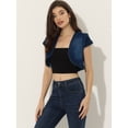 thumbnail image 2 of Cárdigan De Mezclilla Corto Casual Para Mujer Chaqueta De Mezclilla Con Manga Casquillo Y Corte Entallado Azul oscuro L, 2 of 6