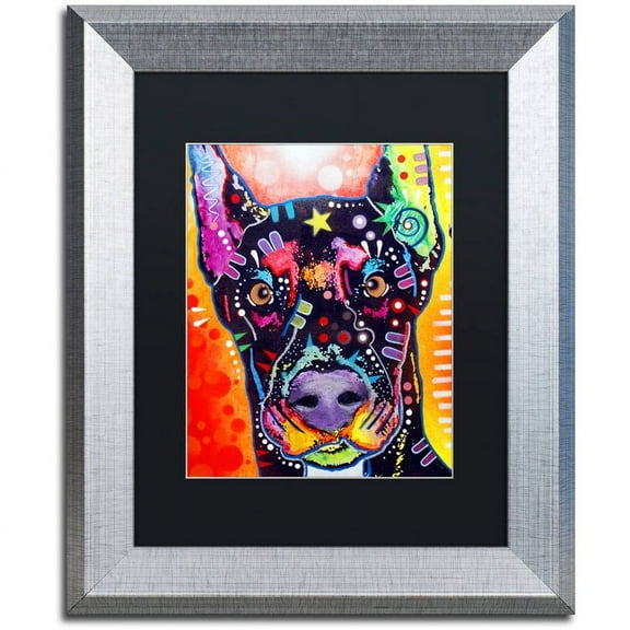 Trademark Fine Art "Doberman" Canvas Art by Dean Russo, Black Matte, Silver Frame