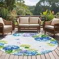 thumbnail image 4 of Round Rugs 8Ft, Blue Hydrangea Floral Round Area Rug Washable Indoor Throw Carpet, Spring Butterfly Watercolor Flower Large Non Slip Circle Rug for Kids Room RV Home Decor Aesthetic, 4 of 8
