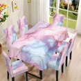 thumbnail image 2 of TSOVTHRID Pink Blue Marble Print 7 Pcs Tablecloth Chair Cover Set Chair Covers Decoration Rectangle Table Cloth for Dining Room Banquet Party Festival Decor, 2 of 6